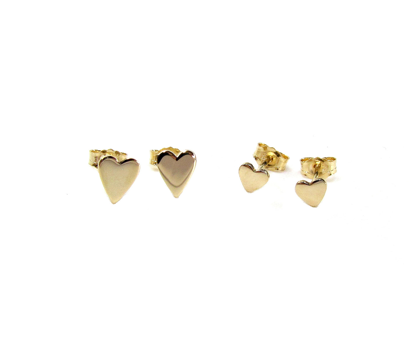 14K Solid Gold Heart Stud Earrings | Small or Tiny Heart Studs